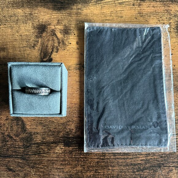 David Yurman Streamline Two Row Band Ring w/ Black Diamonds - Size 10 - Picture 2 of 16